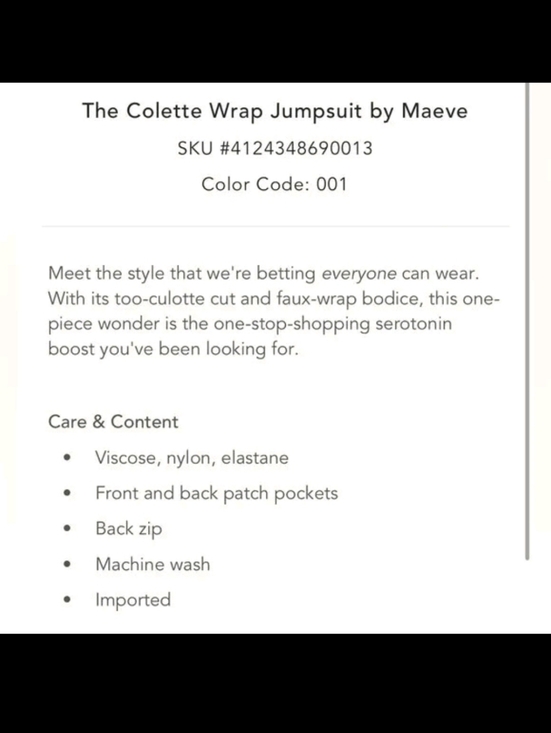 Anthropologie Maeve Colette Wide Leg Ponte Jumpsuit 4 Black - Picture 6 of 9